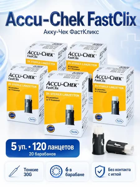 Ланцеты Accu-Chek FastClix (Акку-Чек ФастКликс) , 120 шт.5 коробок(Годен до 02.2029)