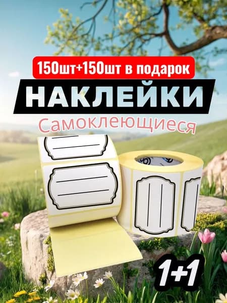 Этикетки Наклейки 150шт+150шт в подарок для ручного заполнения , 58мм*40мм.