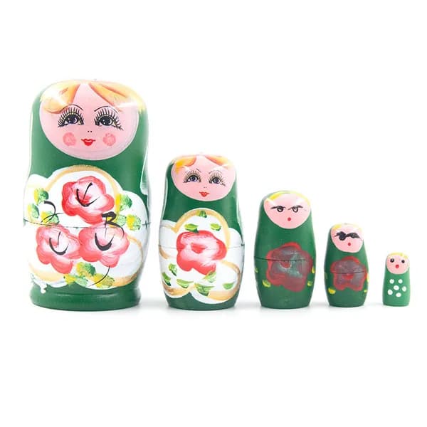Матрешка русская 5 шт. ручная роспись деревянная игрушка