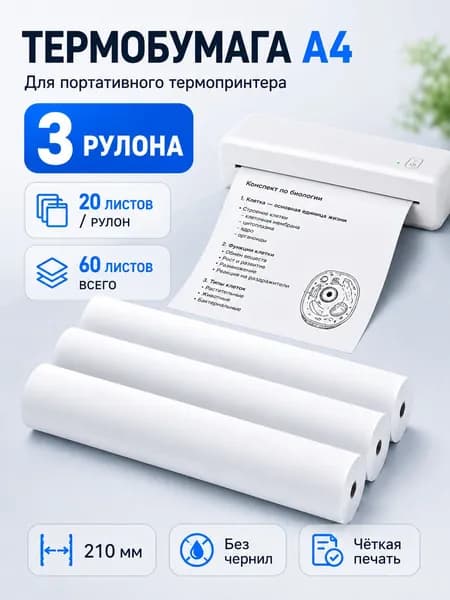 Бумага для принтера Копировальная A4, 20 лист., шт