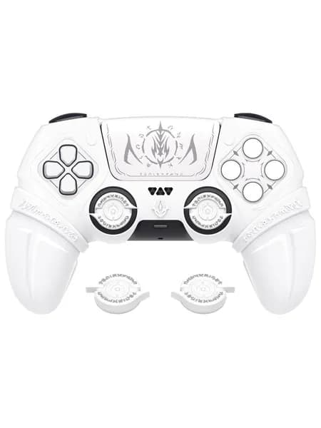 PlayVital Чехол-силикон для геймпада PS5 Runes Edition с накладками на стики и скином на тачпад, антискользящий, подходит для док-станции, Белый
