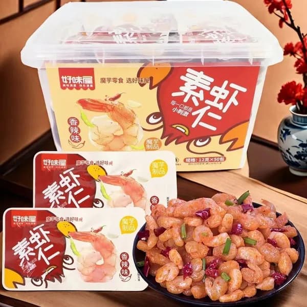 Острый веганский снек из коньяка с креветочным вкусом, пряный чесночный вариант