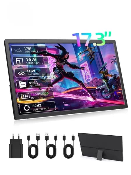 JSHIX 17.3" Монитор ZL17.3, TN, 1600x900 HD+, 60 Гц, черный матовый