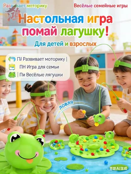 Магнитная рыбалка на лягушку: настольная игра для детей и взрослых, развивающая моторику внимание, рассчитанная 1-2 игрока