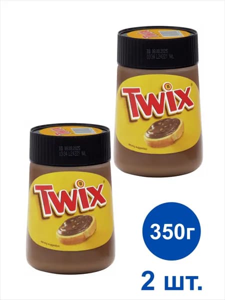 Twix Паста шоколадная с какао и печеньем, 350г, 2 штуки
