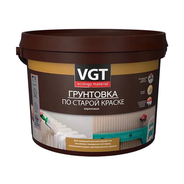Грунтовка акриловая по старой краске vgt (вгт) вд-ак-0301 1 кг, белая праймер для перекраски, подготовка под водоэмульсионную краску, улучшение сцепления, ровный финиш