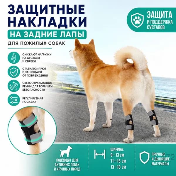 Защита для задних лап собак S черный поддержка для движения