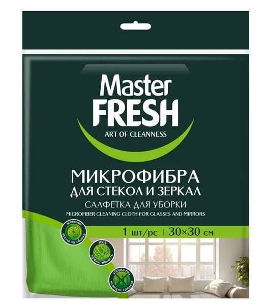 Master Fresh Салфетка микрофибра для стекол и зеркал 1шт