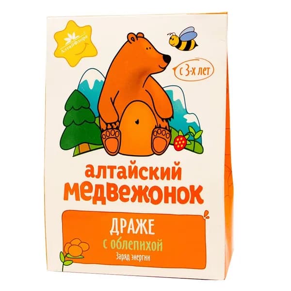 Алтайский медвежонок драже с облепихой Алтайфлора, 75г