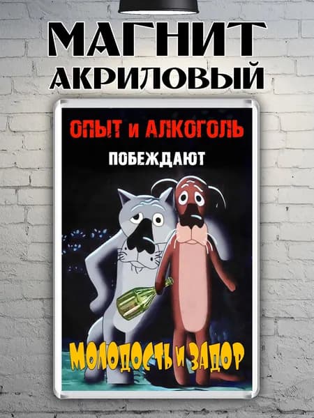 Магнит на холодильник "Опыт и алкоголь"