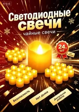 Свечи чайные 4 см х 3.7 см 24 шт