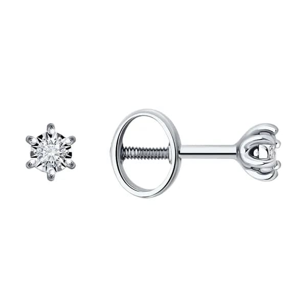 Серьги из белого золота DIAMANT-ONLINE с бриллиантом 585 пробы