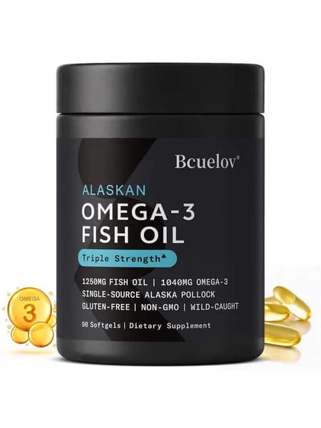 Рыбий жир Bcuelov Alaskan Omega-3 1040 мг, 1250 мг, без глютена Без ГМО, 90 мягких капсул