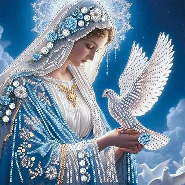 Частичная выкладка стразами картина Дева Мария из смолы, 30 30 см