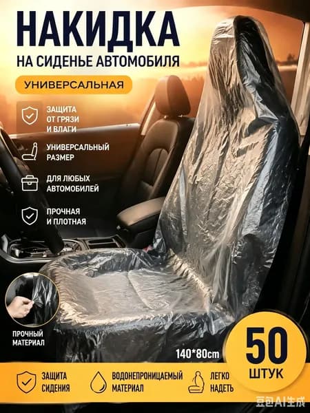 Защита на спинку сиденья на Передние сиденья, Полиэтилен, 50 шт.