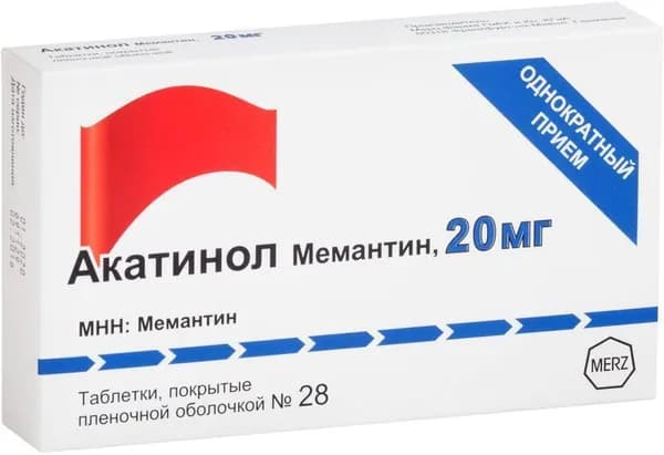 Акатинол Мемантин, таблетки покрыт. плен. об. 20 мг, 28 шт.