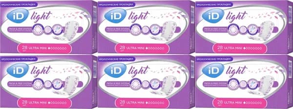 Урологические прокладки iD Light Ultra Mini, комплект: 6 упаковок по 28 шт