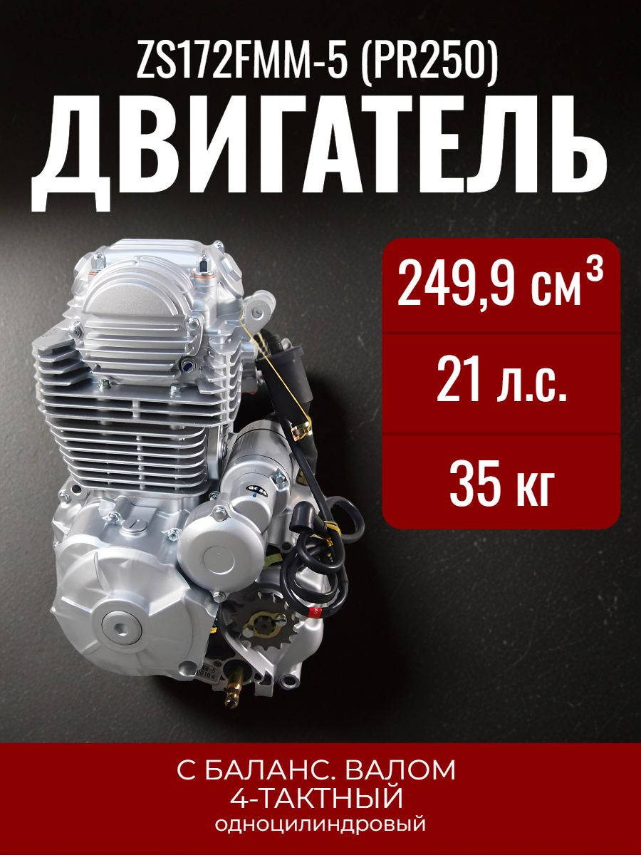 Двигатель ZS172FMM-5 (PR250) для эндуро, кроссового мотоцикла в сборе