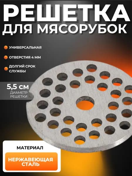Решетка для мясорубок Насадка сетка для электрических мясорубок 4 мм Mallony 004388