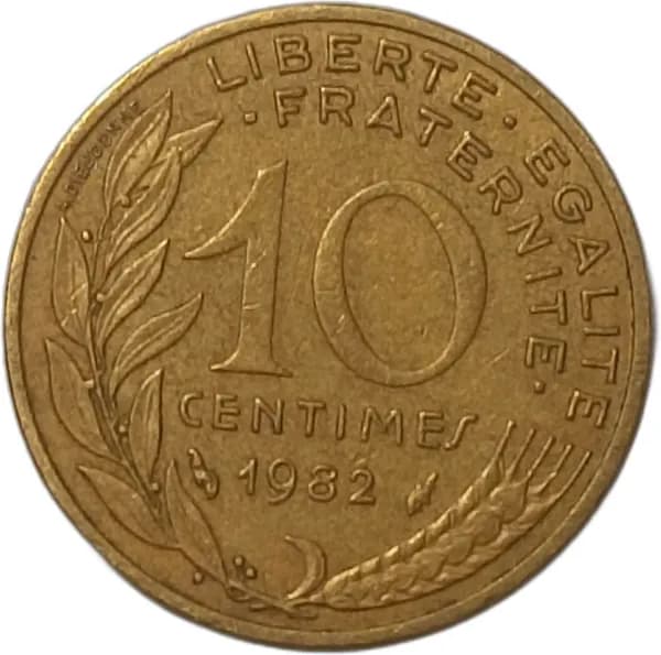 Монета Франция 10 сантимов 1982