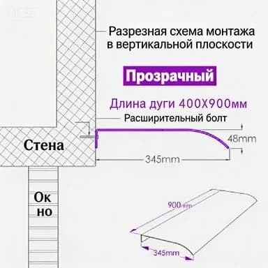 Козырек Над Крыльцом / Входной Дверью, Прозрачный Поликарбонатный Лист