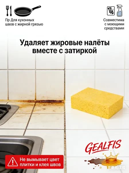 Постоплата Губка Универсальная Целлюлозная для удаления эпоксидной затирки и мытья плитки, 110X78X20Мм (оригинал)