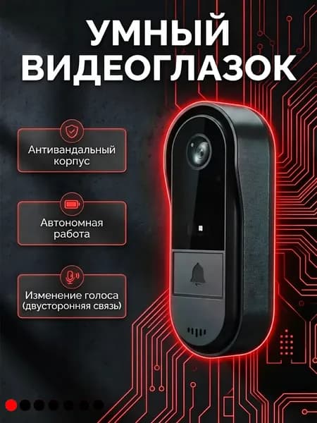Видеоглазок Wi-Fi для входной двери с записью, двусторонняя связь, HD 1080p