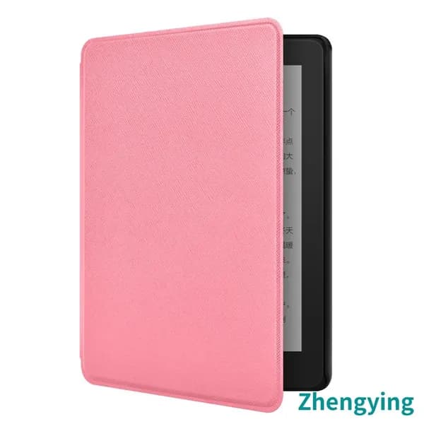 Чехол для Kindle Paperwhite 12 (2024) и Colorsoft Signature Edition, 7", розовый, водонепроницаемый ПУ, авто-пробуждение