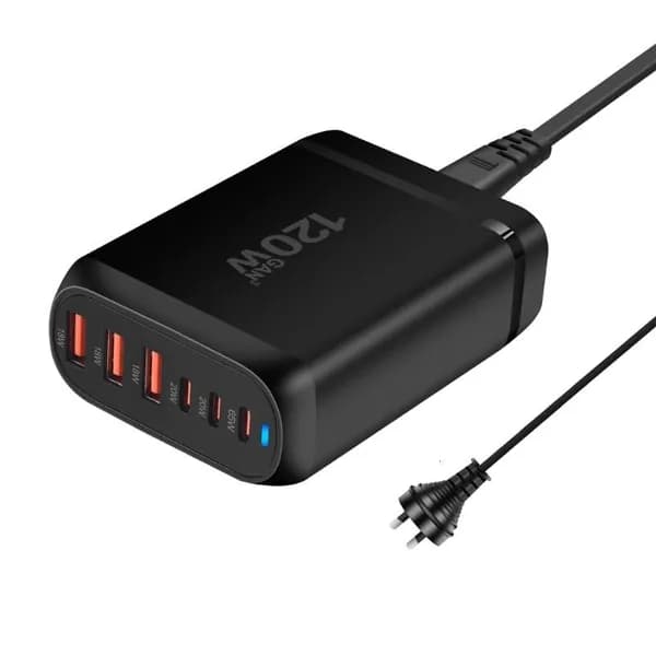 6-портовое зарядное устройство 120W, Черный - AU
