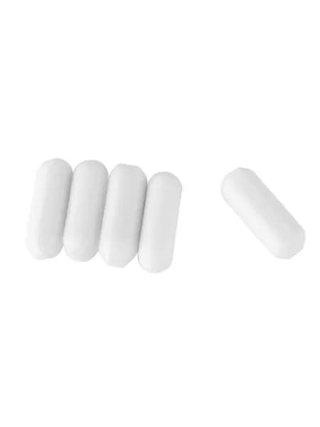 Якорь магнитный PTFE тип C белый, 5 штук 5x15 мм, мешалка для магнитной мешалки, устойчивость к высоким температурам до 250C, для лабораторных химических растворов