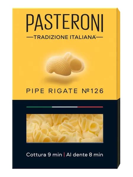 Макароны Pasteroni Пипе ригате №126, из твердых сортов пшеницы, 400 г