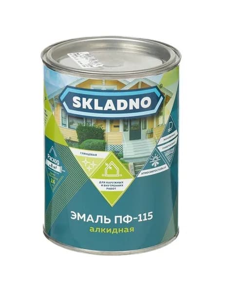Эмаль Skladno ПФ-115, черная, 0,8 кг