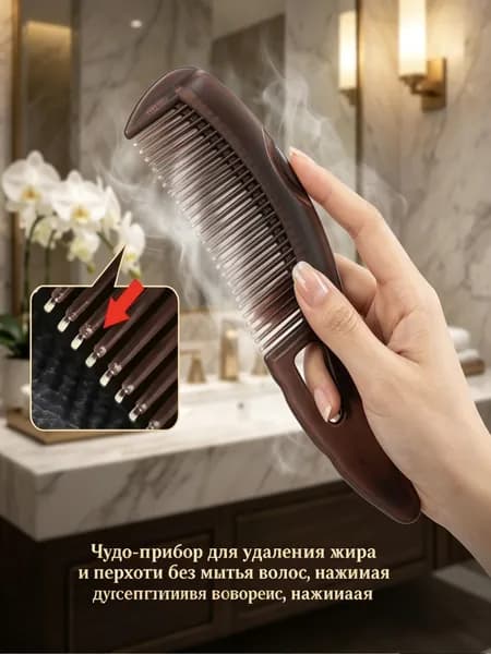 Самоочищающаяся расческа для волос, убирает перхоть и зуд, убирает жир, придает объем, подходит для безмытья головы, кнопочная очистка зубьев