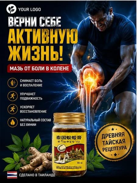 Тайский бальзам Сороконожка от боли в суставах и косточки на ноге, 55 г