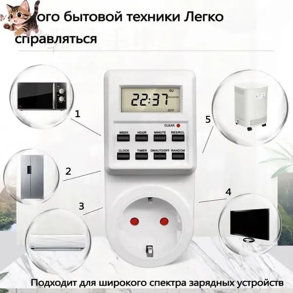 Умная розетка с таймером, электронный программируемый таймер для включения и выключения электроприборов.