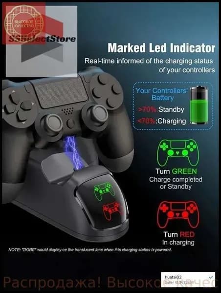 Док-станция для зарядки 2 геймпадов PS4 (Pro/Slim) беспроводное зарядное устройство для контроллеров DualShock 4