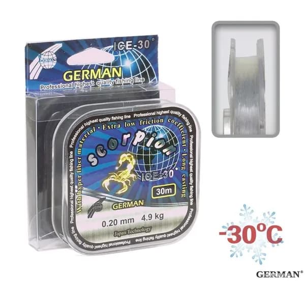 Леска зимняя "ICE SCORPION" 30 м / 0,20 мм