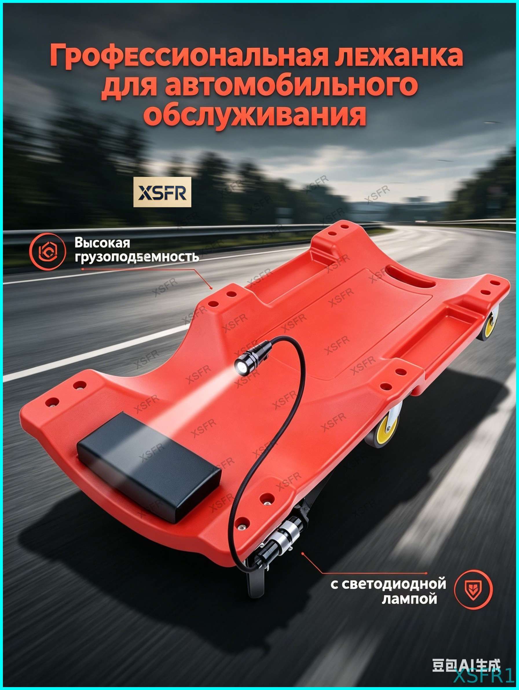 Подкатной автомобильный лежак пластиковый для ремонта OM