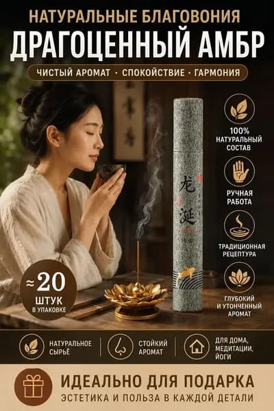 благовония для дома,Аромат амбры, натуральные благовония, 20 палочек