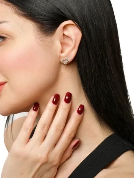 Серьги ювелирные женские пусеты сердце с короной серебро 925