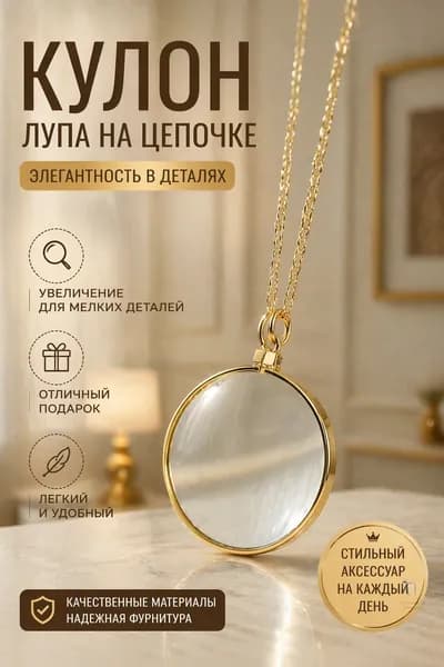 Подвеска-лупа, подарочное украшение, золотистый цвет