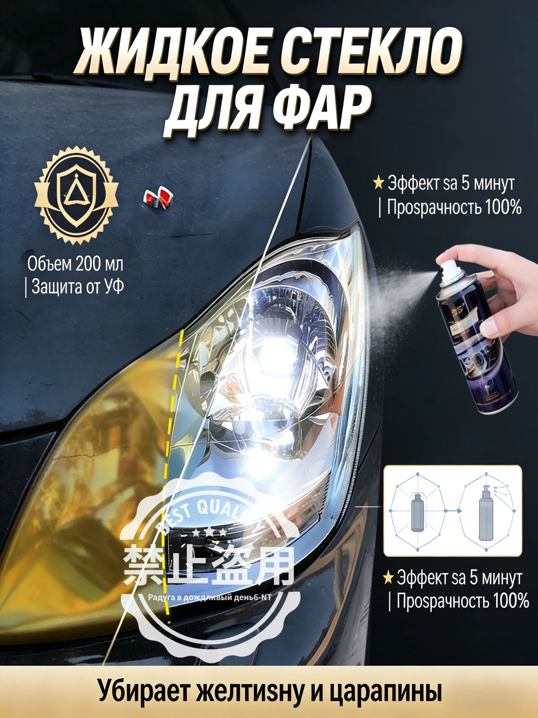 Лак автомобильный, цвет: прозрачный, 200 мл, для автомобилей Adler, BYD, 1 шт.