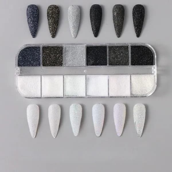 12 цветов пудрового блеска для ногтей morandi diamond sugar sparkle snow