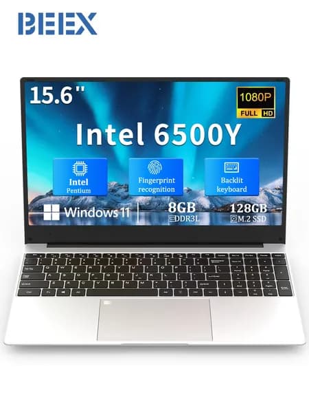 BEEX Ноутбук 15.6", RAM 8 ГБ, SSD 128 ГБ, Intel UHD Graphics 615, Windows Pro, (T156), серебристый, Английская раскладка
