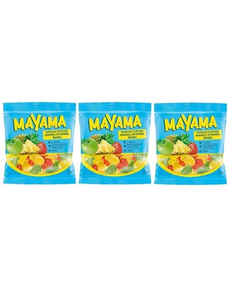 Mayama Мармелад со вкусом ананаса, клубники и яблока, 70 гр, 3 уп