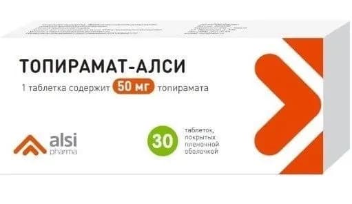 Топирамат-АЛСИ, таблетки покрытые пленочной оболочкой 50 мг, 30 шт.