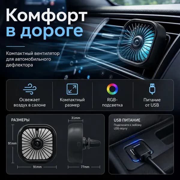 Вентилятор автомобильный, 2.5 Вт