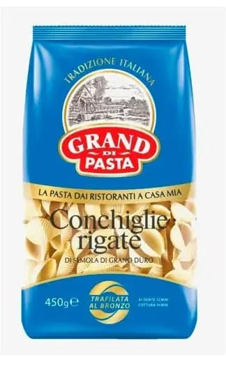Grand Di Pasta Макаронные изделия Conchiglie Rigate, 450 гр/