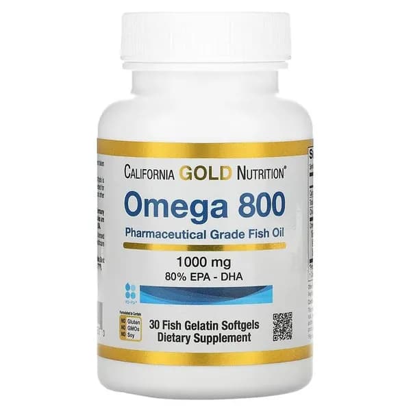Омега 800 (рыбий жир Омега-3 фармацевтического качества), 80% ЭПК/ДГК, 1000 мг, 30 капсул (США)