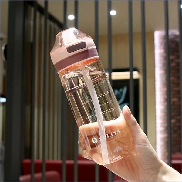 Leesechin Бутылка для воды в форме утконоса с выдвижной крышкой и трубочкой (650 мл)